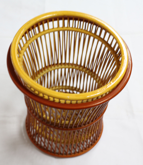 酒店客房 竹藤編斜口喇叭毛巾筐 布草框 臟衣籃 收納筐